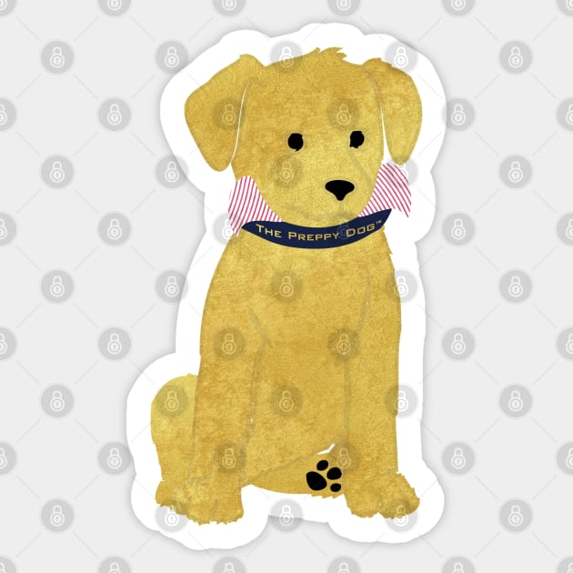 Cute Preppy Golden Retriever Puppy Sticker by emrdesigns